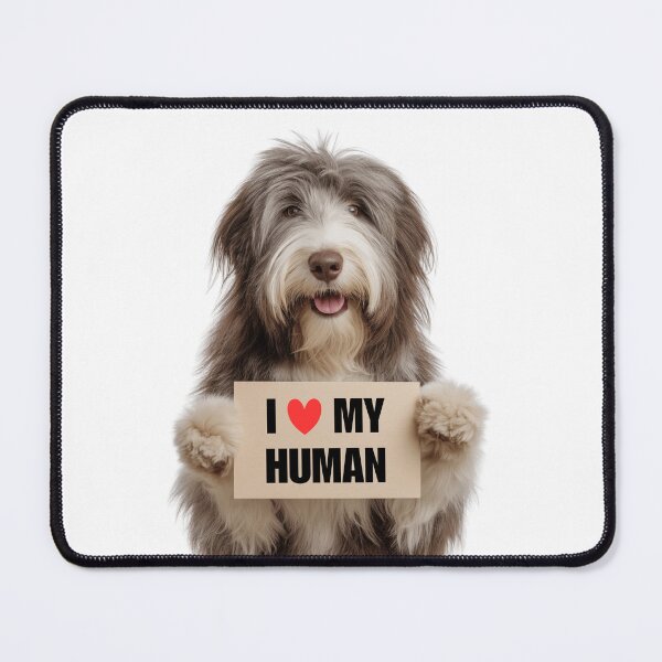 Item preview, Cute Bearded Collie dog with Signboard I love my Human  designed and sold by LazyOwlStore.