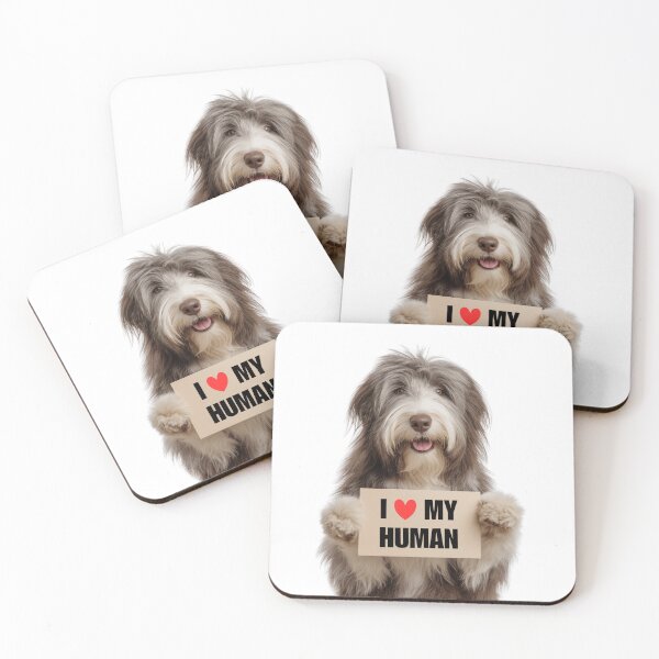 Item preview, Cute Bearded Collie dog with Signboard I love my Human  designed and sold by LazyOwlStore.
