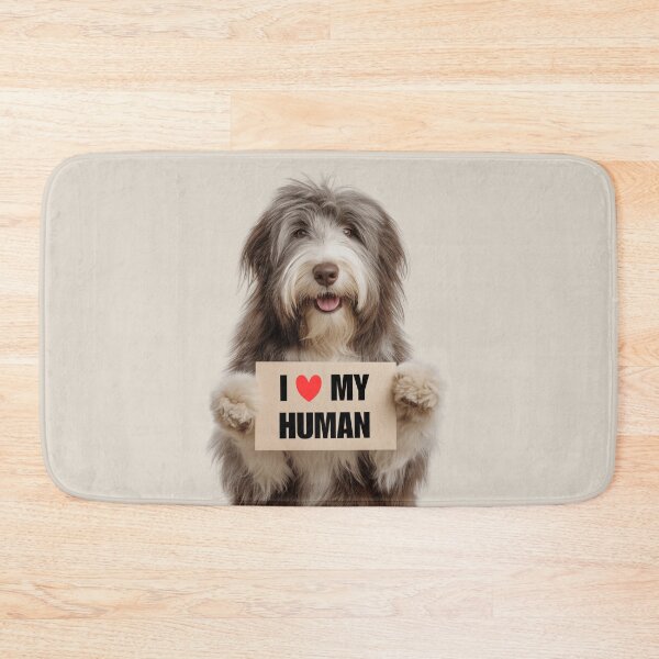 Item preview, Cute Bearded Collie dog with Signboard I love my Human  designed and sold by LazyOwlStore.