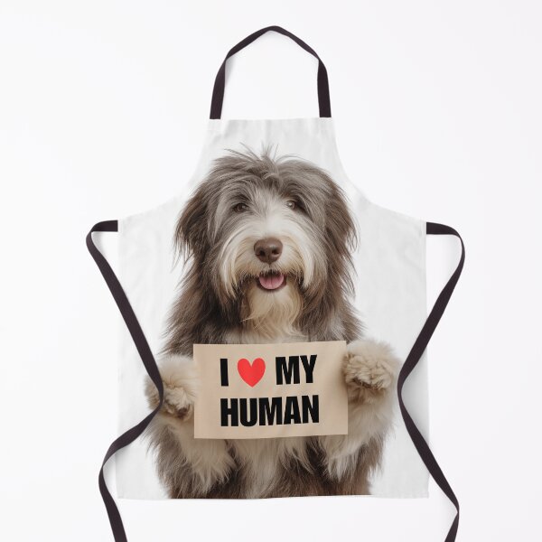 Item preview, Cute Bearded Collie dog with Signboard I love my Human designed and sold by LazyOwlStore.