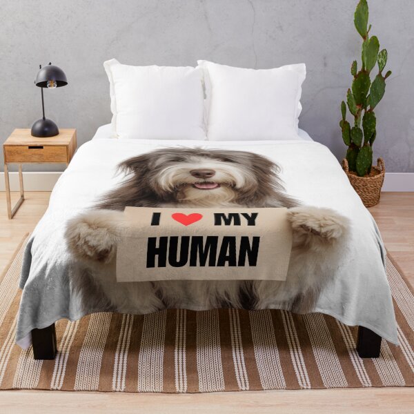 Item preview, Cute Bearded Collie dog with Signboard I love my Human  designed and sold by LazyOwlStore.