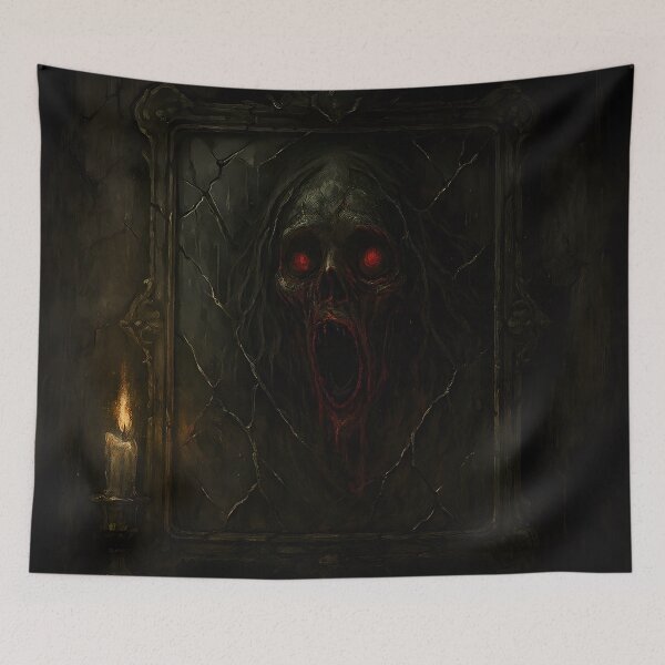 Item preview, Ghostly Figure Trapped in Cracked Mirror Horror Art designed and sold by PandaTShirtShop.