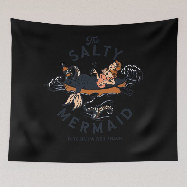 Item preview, The Salty Mermaid Dive Bar  Fish Shack Cool Retro Mermaid Travel  designed and sold by DAVIDHWARTZ.