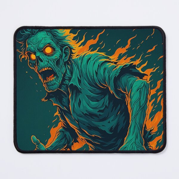 Item preview, Flaming Neon Zombie – Horror Illustration designed and sold by SnapLabDesigns.