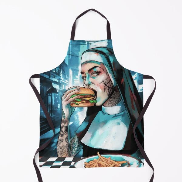 Item preview, nun with burger designed and sold by QuanntixArt.