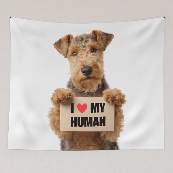 Item preview, Cute Lakeland Terrier dog with Signboard I love my Human  designed and sold by LazyOwlStore.