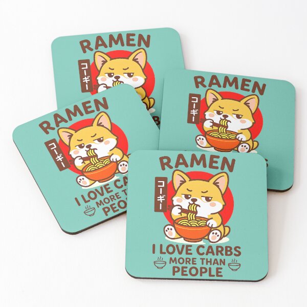 Item preview, I Love Carbs More Than People Kawaii Corgi Eating Ramen Cute Chibi Dog Funny Foodie Carbs Quote designed and sold by Millionaireboss.