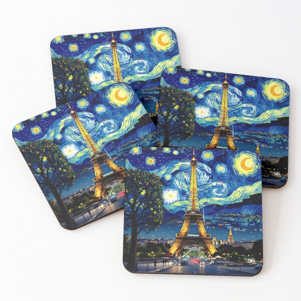 Item preview, starry night at the Eiffel tower colorful abstract design designed and sold by SmashingDeals.