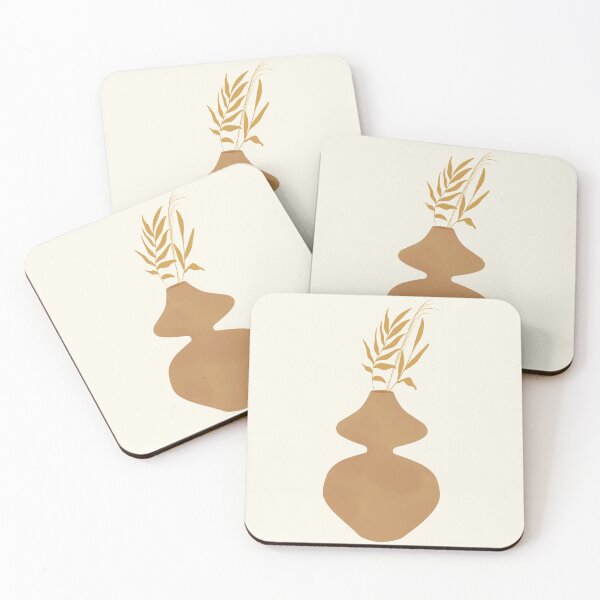 Item preview, Abstract Terracotta Vase with Golden Leaves Minimal Botanical Artwork designed and sold by NiceDigital.
