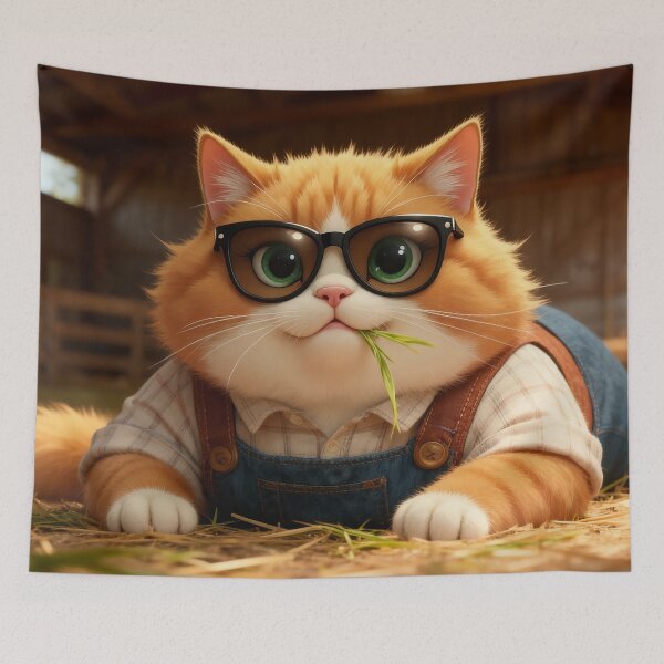 Item preview, Samson the Farmer Cat – Cute Fat Cat in Overalls designed and sold by SamsonCuteCat.