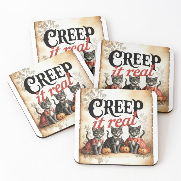 Item preview, Creep It Real – Retro Halloween Cats with Pumpkins T-Shirt designed and sold by AgnieszkaTees.