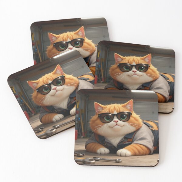 Item preview, Samson the Mechanic Cat – Fat Cat in the Garage designed and sold by SamsonCuteCat.