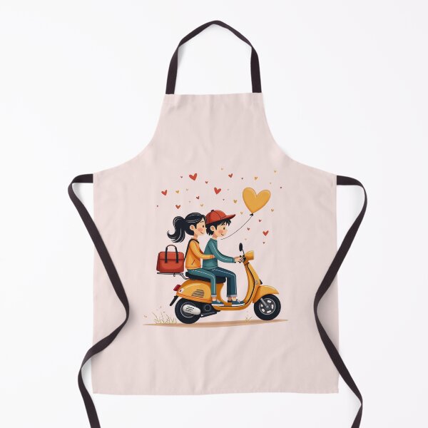 Item preview, “Minimal Boy and Girl Couple Riding a Scooter – Cute Illustration” designed and sold by Bareradesigns.