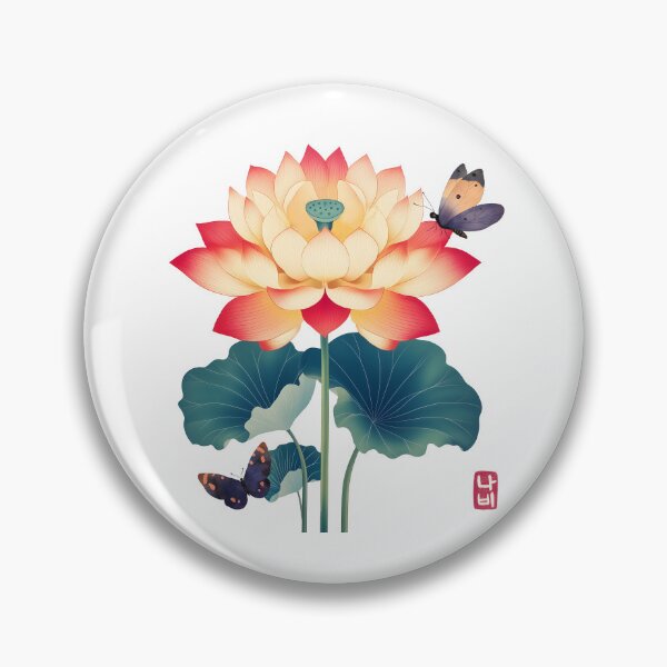 Item preview, Korean lotus flowers with butterflies designed and sold by Anicue.