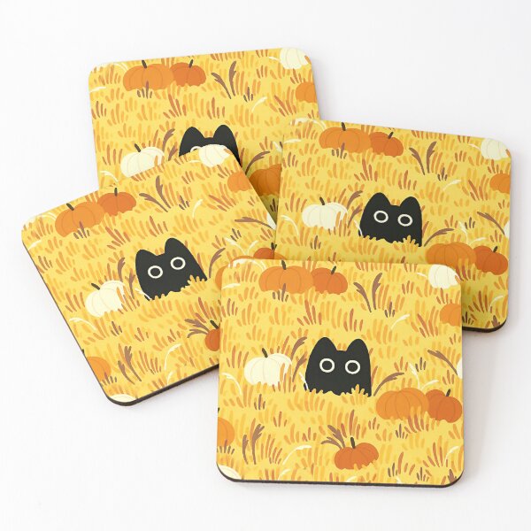 Item preview, Cute Black Cat in Pumpkin Field – Autumn Halloween Art designed and sold by BeebooDesign.