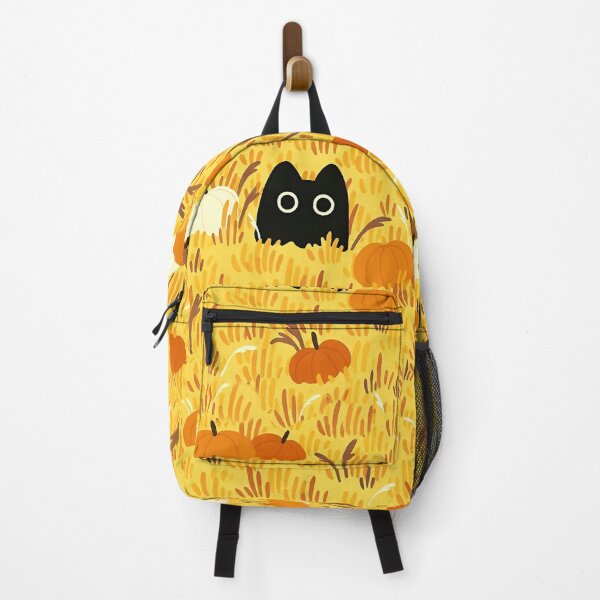 Item preview, Cute Black Cat in Pumpkin Field – Autumn Halloween Art designed and sold by BeebooDesign.