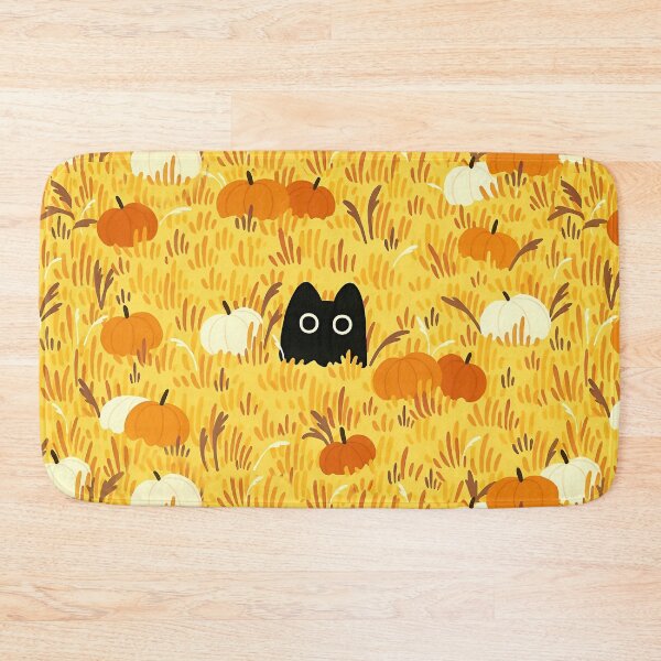 Item preview, Cute Black Cat in Pumpkin Field – Autumn Halloween Art designed and sold by BeebooDesign.