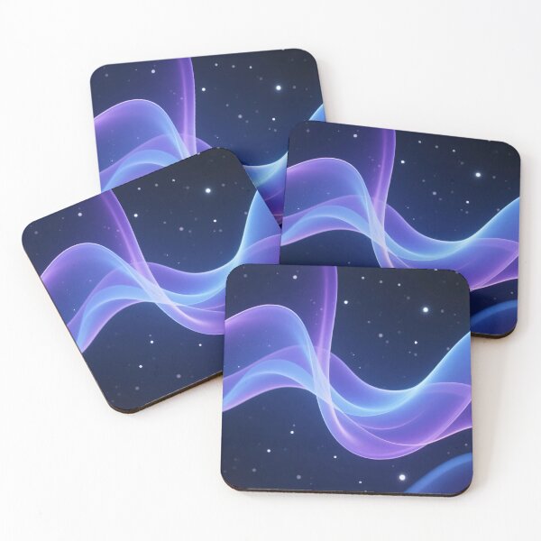 Item preview, Starry night sky with glowing purple and blue light waves flowing gracefully in dreamy abstract design designed and sold by Mimoshi ⭐⭐⭐⭐⭐.