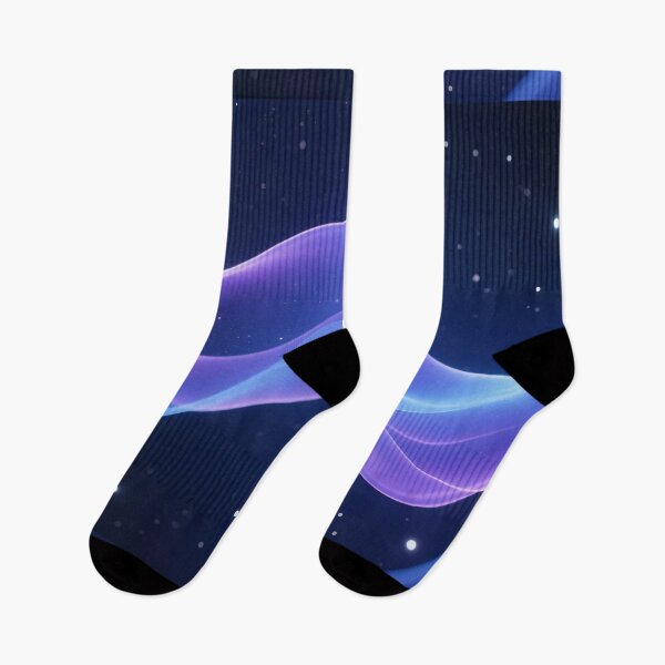 Item preview, Starry night sky with glowing purple and blue light waves flowing gracefully in dreamy abstract design designed and sold by Mimoshi ⭐⭐⭐⭐⭐.
