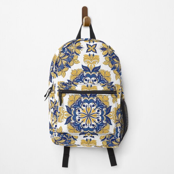 Item preview, Eastern European Folk Floral Seamless Pattern – Intricate Navy & Golden Motifs designed and sold by VelloomStore.