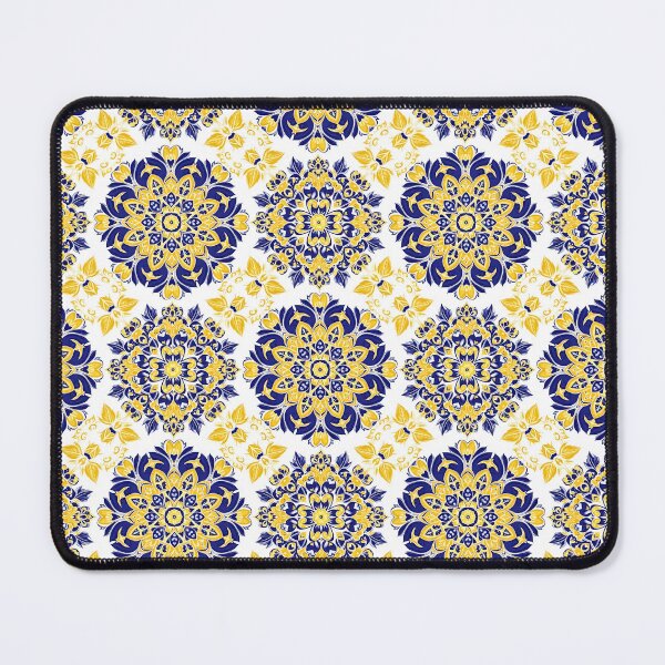 Item preview, Eastern European Folk Floral Seamless Pattern – Intricate Navy & Golden Motifs designed and sold by VelloomStore.