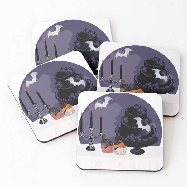 Item preview, Table with Halloween pastries - layer cake - purple - dark background designed and sold by AdelineBoutique.