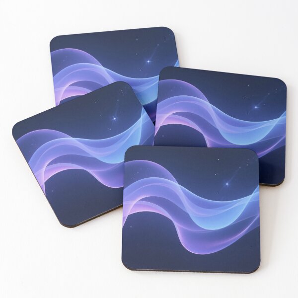 Item preview, Soft glowing purple and blue light waves flowing across dark starry sky in elegant dreamy abstract design designed and sold by Mimoshi ⭐⭐⭐⭐⭐.