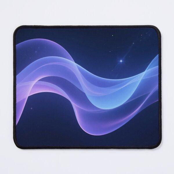 Item preview, Soft glowing purple and blue light waves flowing across dark starry sky in elegant dreamy abstract design designed and sold by Mimoshi ⭐⭐⭐⭐⭐.