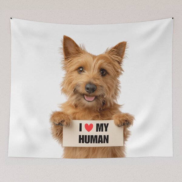 Item preview, Cute Australian Terrier dog with Signboard I love my Human  designed and sold by LazyOwlStore.