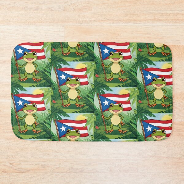 Item preview, Rana Coqui sosteniendo una bandera puertorriqueña designed and sold by DormDrip.