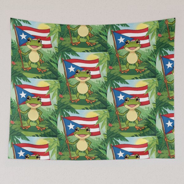 Item preview, Coqui Frog Holding a Puerto Rican Flag designed and sold by DormDrip.