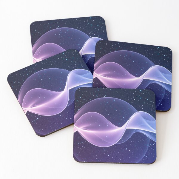 Item preview, Starry cosmic sky with glowing pink and blue infinity waves forming smooth elegant abstract light pattern designed and sold by Mimoshi ⭐⭐⭐⭐⭐.