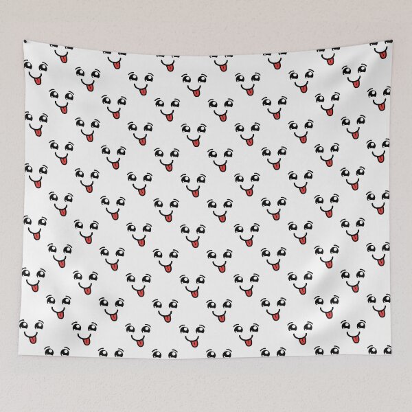 Item preview, Cute kawaii smiling tongue out face pattern designed and sold by BlushyPrint.