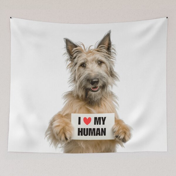 Item preview, Cute Berger Picard dog with Signboard I love my Human  designed and sold by LazyOwlStore.