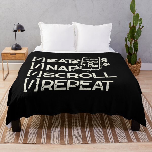 Item preview, Eat Nap Scroll Repeat - Funny Lazy Day Quote Typography designed and sold by Whisky1111.