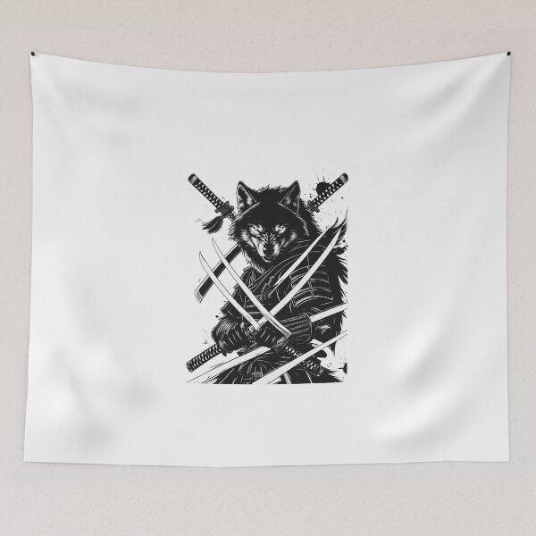 Item preview, wolf samurai streetwear design – japanese warrior designed and sold by Maverick Spirit.