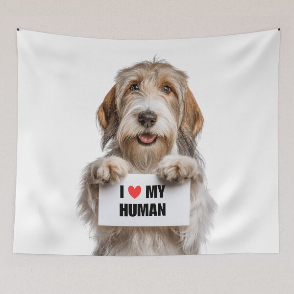 Item preview, Cute Petit Basset Griffon Vendéen dog with Signboard I love my Human  designed and sold by LazyOwlStore.