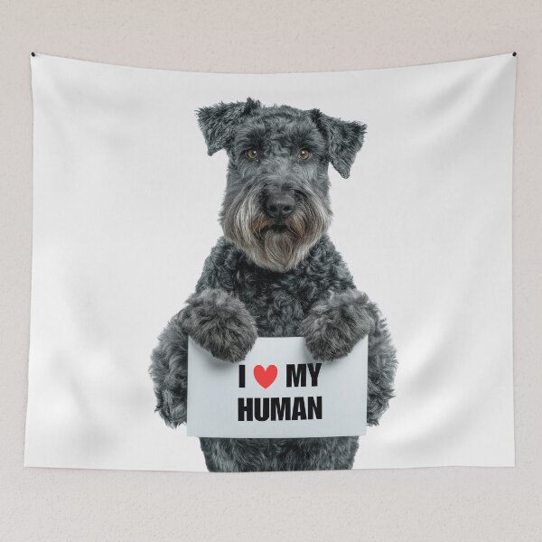 Item preview, Cute Kerry Blue Terrier dog with Signboard I love my Human  designed and sold by LazyOwlStore.
