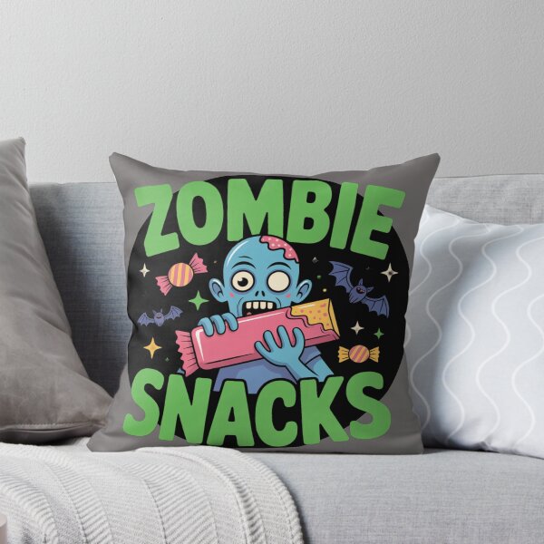 Aperçu de l'œuvre Bonbons et cerveaux : Ce t-shirt amusant et coloré revisite avec humour le classique zombie. Pour les fêtes d'Halloween. créée et vendue par Camel & Quirk.