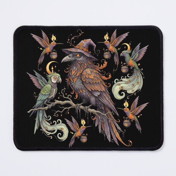 Item preview, Enchanted Halloween Raven With Ghostly Birds designed and sold by ViviArtix.