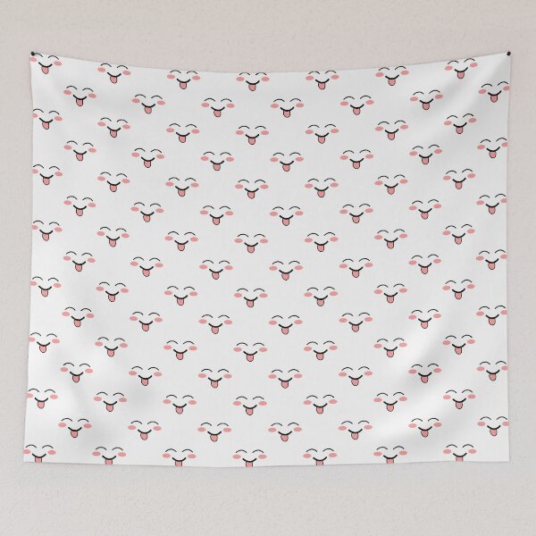 Item preview, Cute kawaii blushing smiling tongue out face pattern designed and sold by BlushyPrint.