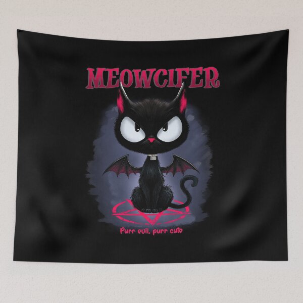 Item preview, Meowcifer – Cute as Hell Devil Cat designed and sold by Tiny-roar-studio.