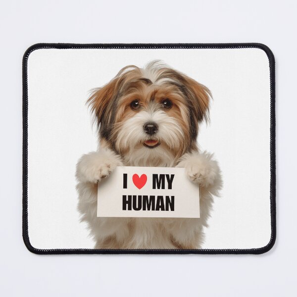 Item preview, Cute Löwchen dog with Signboard I love my Human  designed and sold by LazyOwlStore.