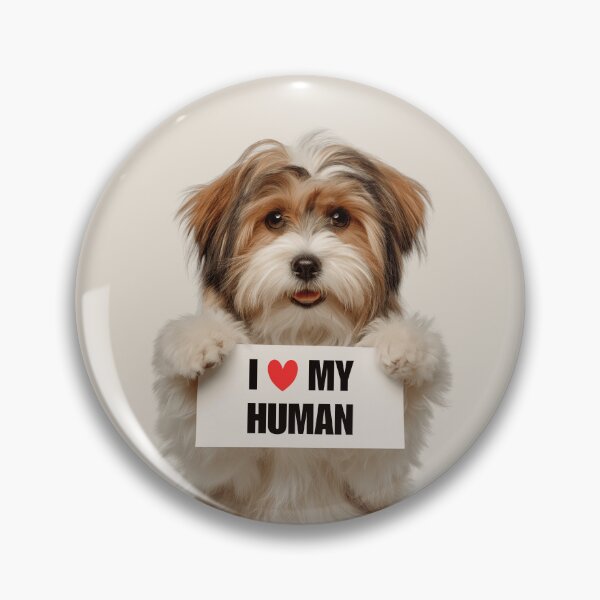 Item preview, Cute Löwchen dog with Signboard I love my Human  designed and sold by LazyOwlStore.