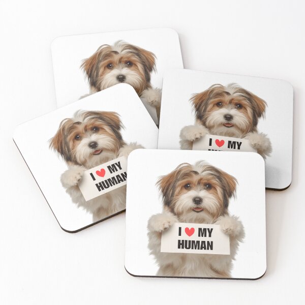 Item preview, Cute Löwchen dog with Signboard I love my Human  designed and sold by LazyOwlStore.