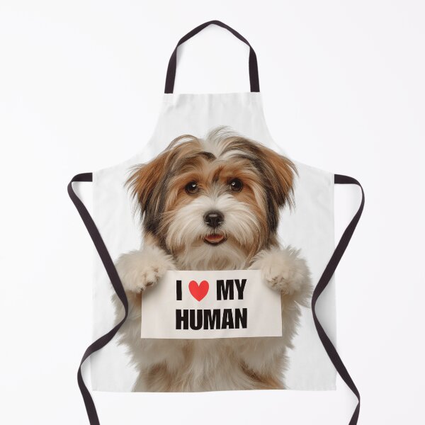 Item preview, Cute Löwchen dog with Signboard I love my Human designed and sold by LazyOwlStore.
