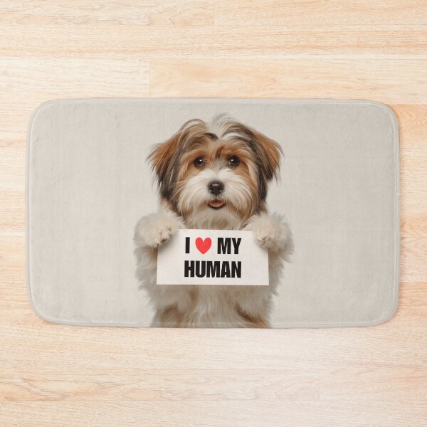 Item preview, Cute Löwchen dog with Signboard I love my Human  designed and sold by LazyOwlStore.