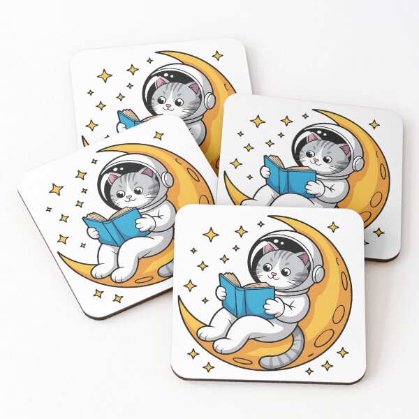 Item preview, Cosmic Cat Reading on the Moon – Astronaut Kitty Design designed and sold by CHILLIN-Shop.
