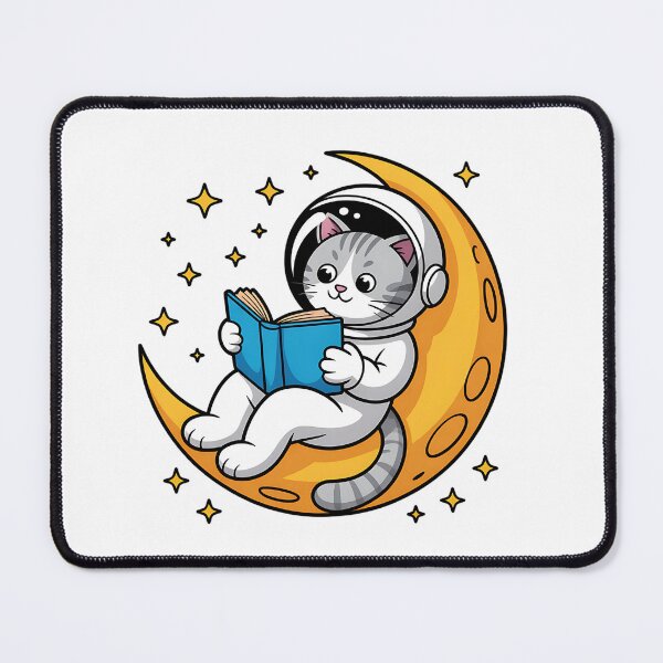 Item preview, Cosmic Cat Reading on the Moon – Astronaut Kitty Design designed and sold by CHILLIN-Shop.
