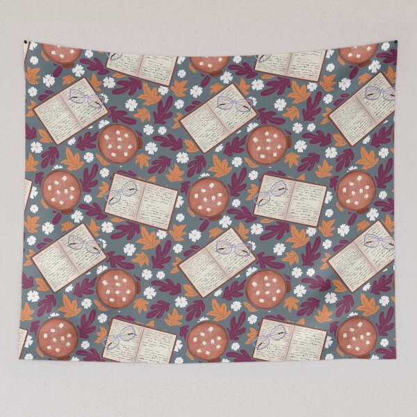 Item preview, Cozy Fall – Books, Hot Cocoa, Glasses, and Autumn Florals designed and sold by JVCreative.